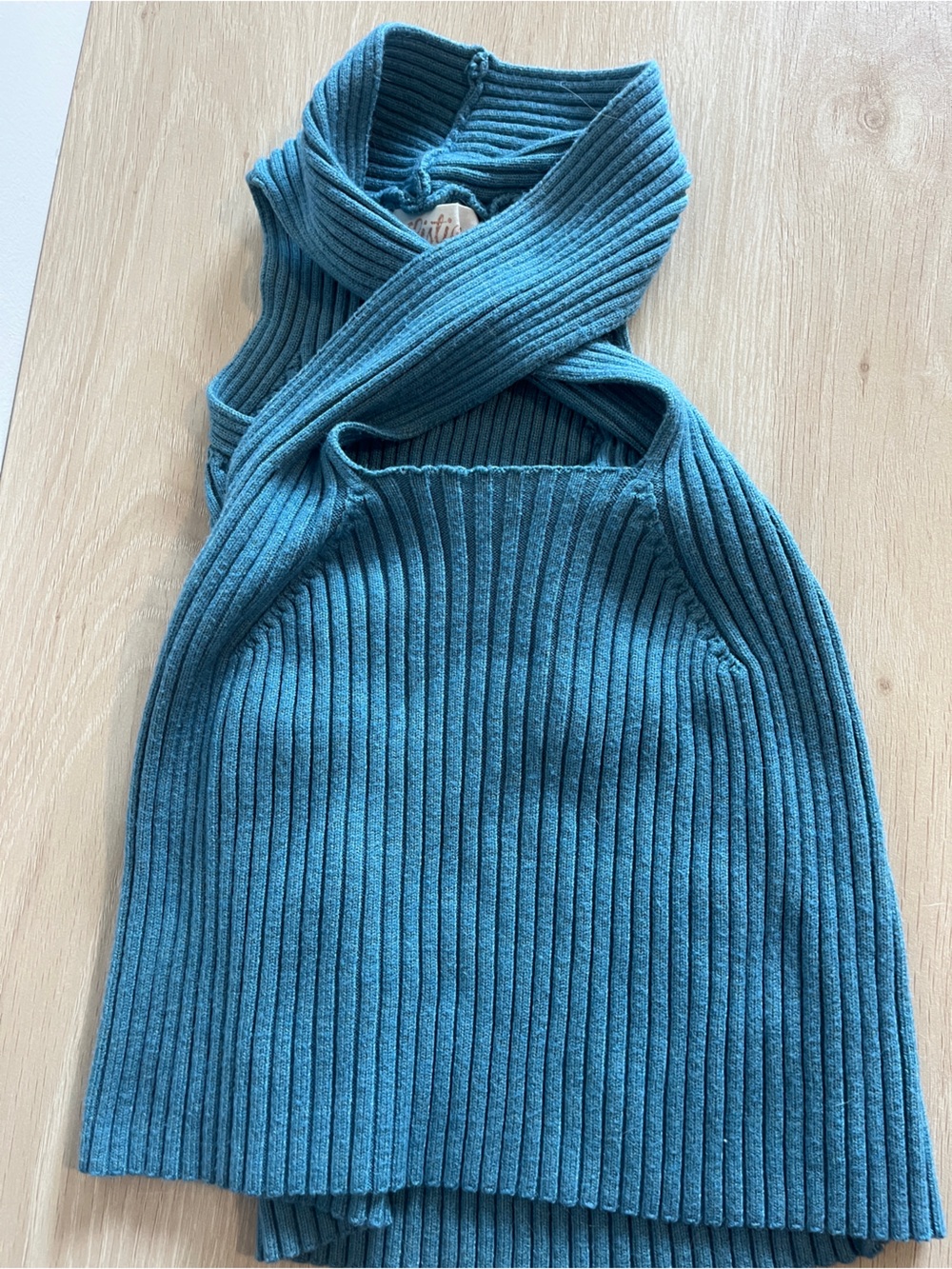 Buckle Blue Ribbed Halter Top